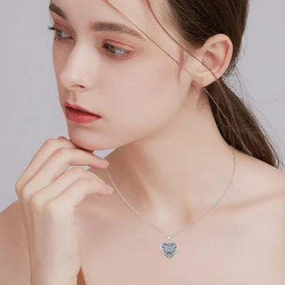 Heart Photo Locket Necklace Sterling Silver for Women | Dragonfly, Butterfly, Turtle, Dog Paw and Mother Daughter Styles, Jewelry Gifts for Mom Christmas Birthday Anniversary. - style: 2-Butterfly