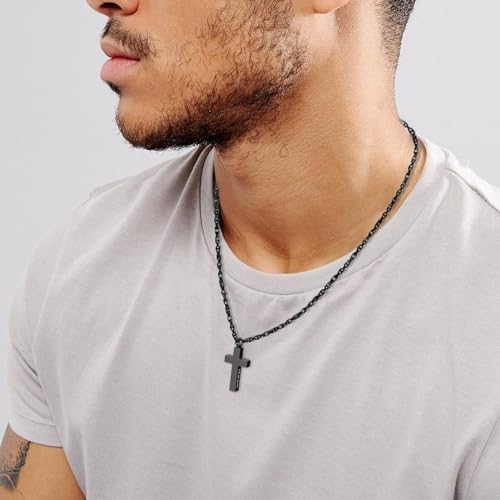 Cremation Cross Necklace for Ashes Stainless Steel Cross Urn Pendant Ashes Holder Memorial Jewelry-With Me Always - style: With Me Always-Black-Gift Box