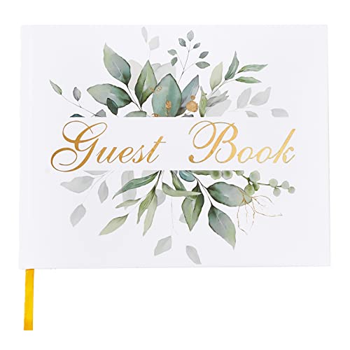 TRULIVA Wedding Guest Book - Guest Sign in Book - Wedding Reception Registry Book - Hard Cover, 7" x 9" (Eucalyptus Gold Foil, Book)