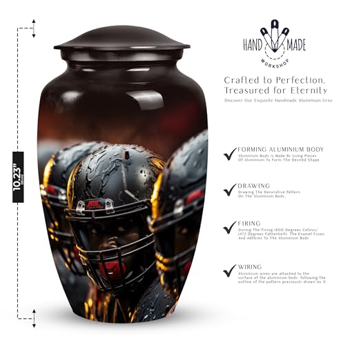American Football Players in Rain - Cremation Urns Adults - Funeral Urns for Human Ashes Adult - Cremation Urn for Adults - Ashes Urn Adult (10inch)
