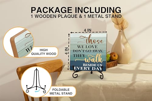 In Loving Memory Gifts for Loss of Loved One, Those We Love Don't Go Away Tabletop Sign, Sympathy Gift Sign, Memorial Quotes Wood Plaque With Iron Stand for Home Office -14