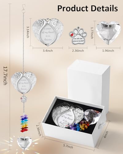 K9 Crystal Pet Suncatcher, Sympathy Bereavement Gift for Dog (Photo Frame) | "I’m your rainbow beside you", Rainbow Bridge Angel Wing, Pet Memorial, Loss of Dog, Pet Loss Gift, For Cat & Pocket Pets
