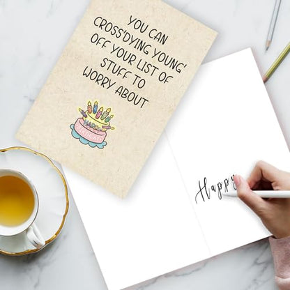 Funny Birthday Card, Humorous Greeting Card for Men Women, 50th 60th Birthday Gift, Red, 8x5.3 inches - color: WX-096