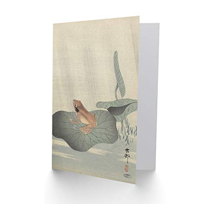 Artery8 Ohara Koson Frog Lotus Leaf Pond Japanese Painting Fine Art Greeting Card Plus Envelope Blank Inside - color: Frog Lotus Leaf Pond