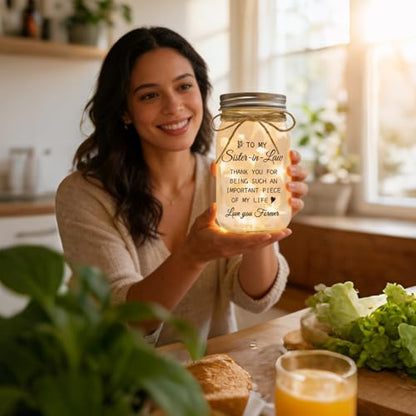 Sister in Law Gifts, Mason Jar Night Lights | Gifts for Sister in Law Birthday Christmas Mother's Day Wedding Thanksgiving Gifts - color: Sister-in-Law