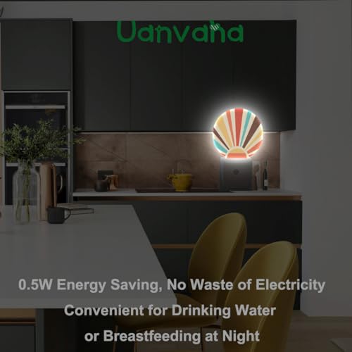 Boho Sun Night Lights Plug into Wall Abstract Sunshine Mid Century Modern Sun LED Dusk to Dawn Plug-in Nightlight Auto Sensor for Bedroom Bathroom Hallway Living Room - color: Boho Rainbow