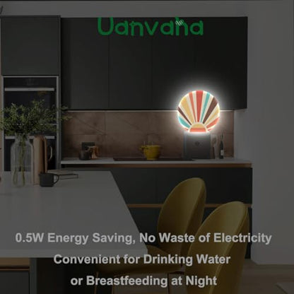 Boho Sun Night Lights Plug into Wall Abstract Sunshine Mid Century Modern Sun LED Dusk to Dawn Plug-in Nightlight Auto Sensor for Bedroom Bathroom Hallway Living Room - color: Boho Rainbow