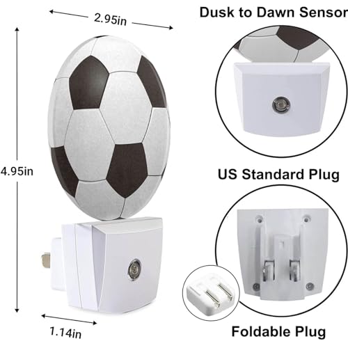 American Football Night Light Popular Sports Play Soccer Ball LED Dusk to Dawn Plug-in Nightlight Auto Sensor for Bedroom Bathroom Hallway Living Room - color: Football Soccer Ball