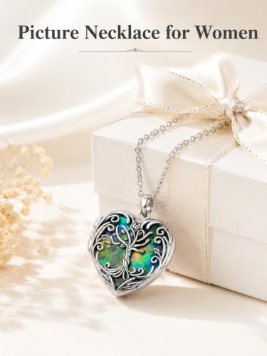 JKR Heart Picture Locket Necklace for Women That Holds Pictures Jewelry | Memorial Necklace with Picture Anniversary Birthday Gift for Women Wife Mom Girlfriend - color: Tree of Life