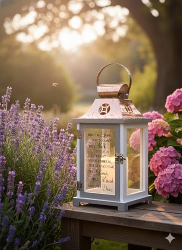 Carson Home Accents 57447 Walk Beside Us Memorial Remembrance Battery Powered Flameless Lantern with Automatic Timer, White/Copper