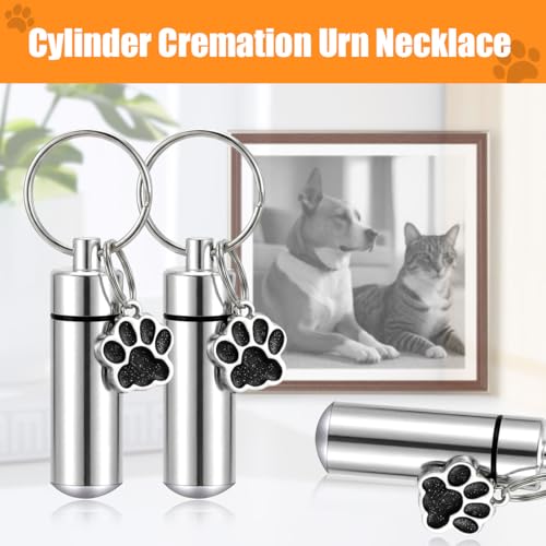 3 Pack Dog Urn Ashes Keepsake Keychain, Pet Urns for Dogs, Blank DIY Engravable Memorial Ash Holder - color: Silver-Small