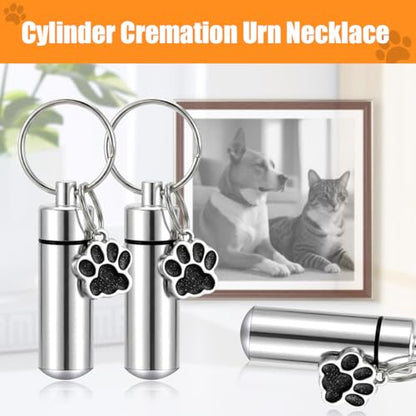 3 Pack Dog Urn Ashes Keepsake Keychain, Pet Urns for Dogs, Blank DIY Engravable Memorial Ash Holder - color: Silver-Small