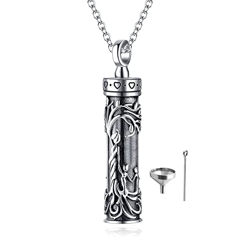 Sterling Silver Tree of Life Flower Celtic Cremation Ashes Urn Pendant Necklace for Women - color: Cylin *Treelife Mom&Kid
