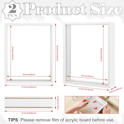 2 Pack 8 x 10 Floating Picture Frame 3d Farme Wooden Shadow Box Frames for Dried Flower Plant Specimen DIY Artwork Display Frame for Tabletop Decor