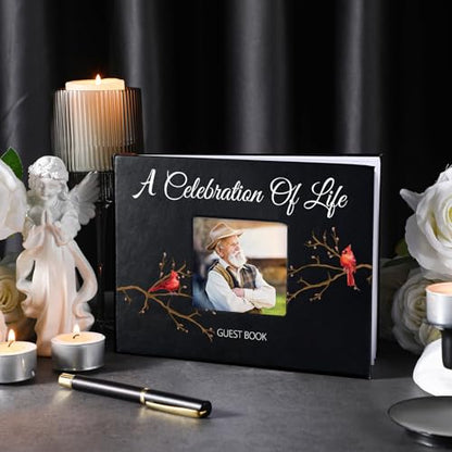 Yingzhao Memorial Funeral Guest Book with Pen 144 Pages Cardinal Funeral Guest Sign in Book for Memorial Service Celebration of Life Party Supplies in Loving Memory(Cardinal) - style: Cardinal