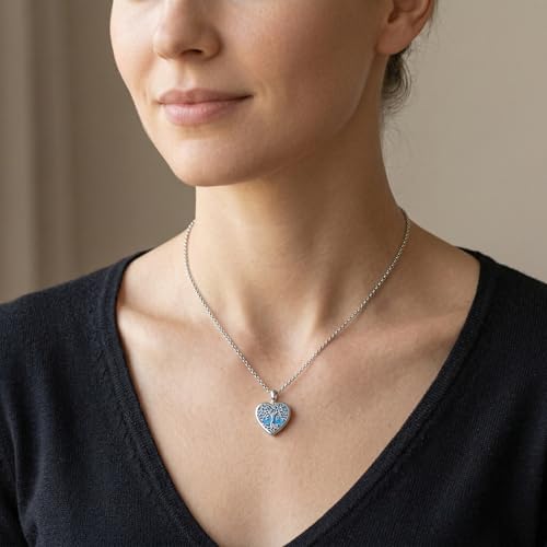 Urn Necklace for Ashes Blue opal Cremation Necklace Keepsake Memory Jewelry for Ashes of Loved Ones Keepsake - style: heart opal urn