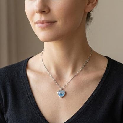 Urn Necklace for Ashes Blue opal Cremation Necklace Keepsake Memory Jewelry for Ashes of Loved Ones Keepsake - style: heart opal urn