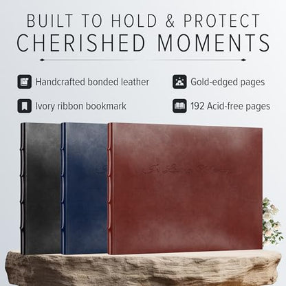 Gallery Leather Funeral Guest Book for Memorial Service and Celebration of Life | 192 Lined Pages - Hardcover, Bound Leather Guest Sign in Book - 7 x 9 - Acadia Tan - color: Acadia Tan, style: Celebration of Life