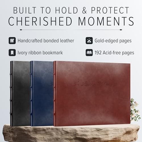 Gallery Leather Funeral Guest Book for Memorial Service and Celebration of Life | 192 Lined Pages - Hardcover, Bound Leather Guest Sign in Book - 7 x 9 - Acadia Navy - color: Acadia Navy, style: Celebration of Life