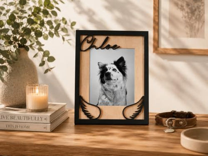 Custom Pet Memorial Frame, Personalized Wooden Picture Frame for Dog, Pet Loss Gift, Dog Mom Gift, Rainbow Bridge Remembrance, Memorial Day Keepsake