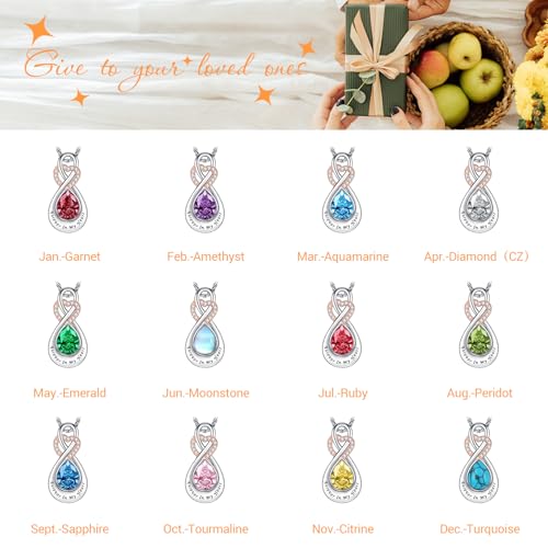 Infinity Urn Necklace for Ashes Sterling Silver Heart Moonstone Turquoise Birthstone Keepsake Memorial Cremation Jewelry for Women - style: Infinity A-07-Jul.-Ruby