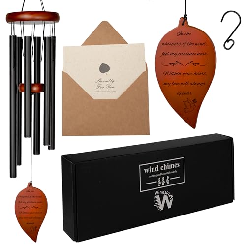 Best Memorial Wind Chimes for Outside - 32.5" Sympathy Wind Chimes Memorial Gifts for Loss of Loved One - in Remembrance Gifts - Best Bereavement Gift Idea for Loss of Loved One - Unique Funeral Gift - color: Black