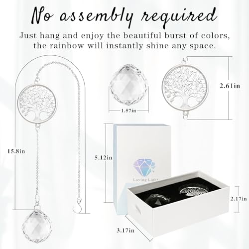 Sympathy Gifts for Loss of Loved One, Memorial Grief Gift Idea for Loss of Women Mom Dad, Condolences Bereavement Gift Crystal Ball Suncatcher in Memory of Grandma Son Daughter Friend Dog,Tree of Life