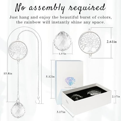 Sympathy Gifts for Loss of Loved One, Memorial Grief Gift Idea for Loss of Women Mom Dad, Condolences Bereavement Gift Crystal Ball Suncatcher in Memory of Grandma Son Daughter Friend Dog,Tree of Life
