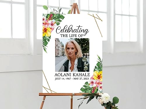 Celebration Of Life Tropical Funeral Welcome Sign - color: Version #11