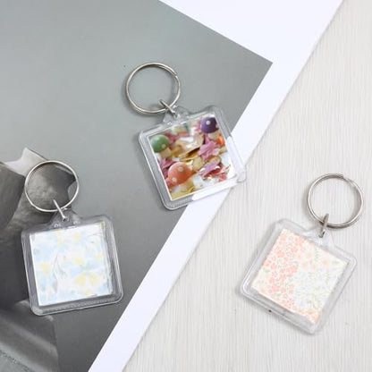 10PCS Acrylic Photo Keychain Blanks,Clear Blank Keychains Picture Frame Keychain Holder DIY Set for Bags Car Purses