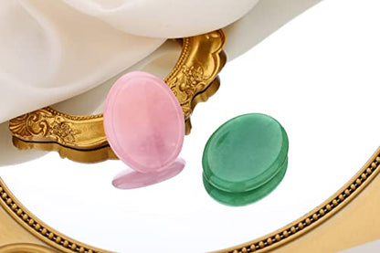 QINJIEJIE 2PCS Thumb Worry Stone for Anxiety Healing Crystals Sets Rose Quartz Crystals Green Aventurine Hand Carved Gemstone Oval Pocket Meditation Crystal Palm Stone Anxiety Relief Items - color: B-rose Quartz & Green Aventurine