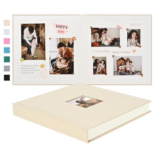 Pssoss 10x10 Inch DIY Scrapbook Album, Linen Hardcover, 40 Pages, Beige - color: Beige, size: 10 x 10 Inch 40 Pages