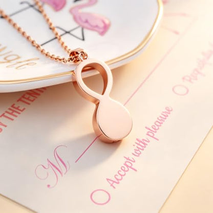 Infinity Pet Urn Necklace for Ashes Dog Cat Paw Print Eternal Love Cremation Jewelry Keepsake Ashes Necklace Stainless Steel Memorial Urn Pendant Necklace Infinite Shape Funeral Urn Necklace - color: Rose Gold