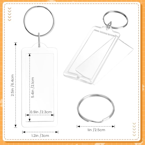 Junkin 150 Pack Acrylic Photo Keychains Clear Personalized Picture Frame Keychain Holder Blank Photo Insert Keyring DIY Favor - style: Strip