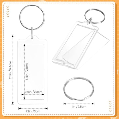 Junkin 150 Pack Acrylic Photo Keychains Clear Personalized Picture Frame Keychain Holder Blank Photo Insert Keyring DIY Favor - style: Strip