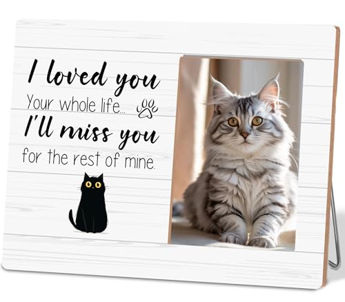Cat Memorial Picture Frame,Pet Memorial Gifts for Cat Mom,Sympathy Gift for Loss of Cat,4x6 Cat Loss Sympathy Frame for Tabletop Display - color: Loss of Cat