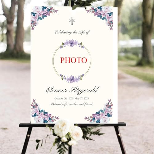Personalized Custom Funeral Sign – Welcome Funeral Poster – Digital Funeral Announcement – Customizable Funeral Banner – Memorial Program Poster - color: Multi 7