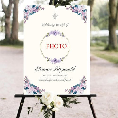 Personalized Custom Funeral Sign – Welcome Funeral Poster – Digital Funeral Announcement – Customizable Funeral Banner – Memorial Program Poster - color: Multi 7