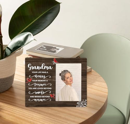 Grandma Memorial Wooden Picture Frame, In Loving Memory Remembrance Photo Frame Gifts for Grandma, Bereavement Sympathy Wooden Frame for Loss of Grandma, 4x6 inch Photo - style: Grandma Remembrance Memorial