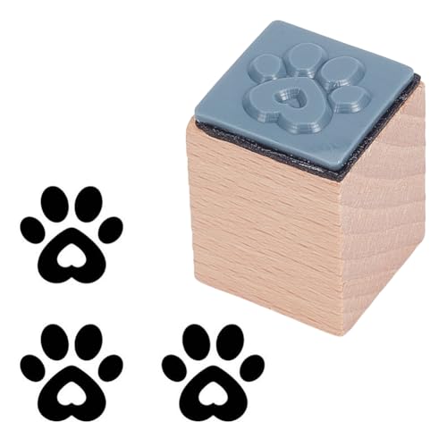 OLYCRAFT Wooden Rubber Stamp Paw Print Wooden Craft Stamp 1x1x1.2 Inch Mini Rubber Stamps Wood Stamping Tool for DIY Art and Craft Journals Albums Scrapbooking Card Making Planner Envelope - style: Paw Print