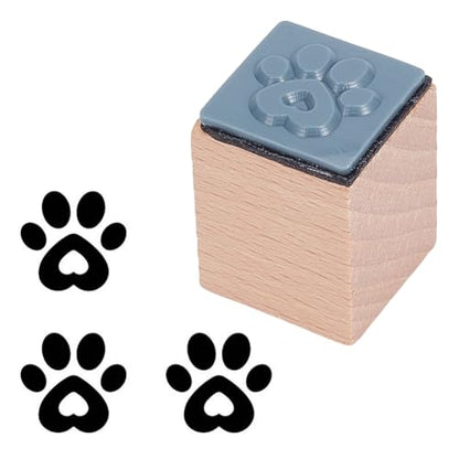 OLYCRAFT Wooden Rubber Stamp Paw Print Wooden Craft Stamp 1x1x1.2 Inch Mini Rubber Stamps Wood Stamping Tool for DIY Art and Craft Journals Albums Scrapbooking Card Making Planner Envelope - style: Paw Print