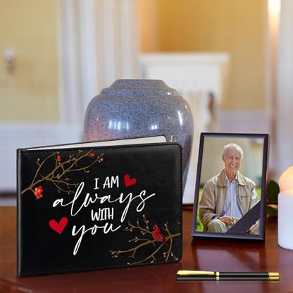 Yingzhao Memorial Funeral Guest Book with Pen 144 Pages Cardinal Funeral Guest Sign in Book for Memorial Service Celebration of Life Party Supplies in Loving Memory(Heart Cardinal) - style: Heart Cardinal