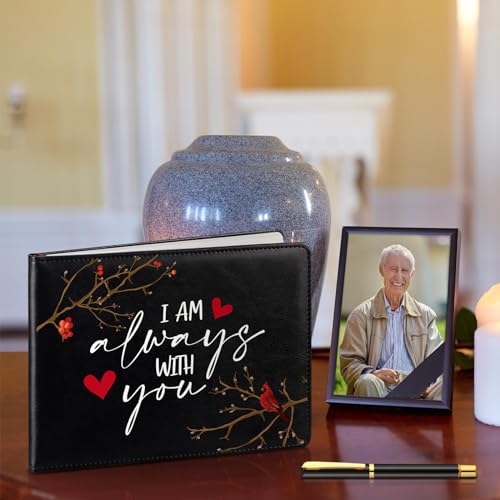 Yingzhao Memorial Funeral Guest Book with Pen 144 Pages Cardinal Funeral Guest Sign in Book for Memorial Service Celebration of Life Party Supplies in Loving Memory(Heart Cardinal) - style: Heart Cardinal