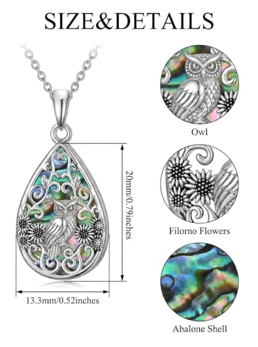 WINNICACA Urn Necklaces for Ashes 925 Sterling Silver Butterfly Hummingbird Dragonfly Teardrop Ash Necklace Cremation Jewelry Urn Pendants for Women Memorial Gifts for Birthday Christmas Funeral - style: 11-Owl Urn Necklace