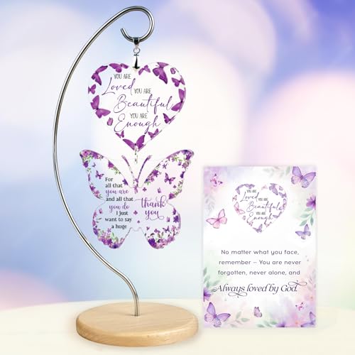 You are Enough Butterfly Ornament - Christmas Thank You Gift for Teacher | Nurse Ornaments for Women, Retirement Office Gifts, Butterfly Desk Decor, Coworker Teacher Nurse Boss Gifts - color: 15 - Thank You Butterfly