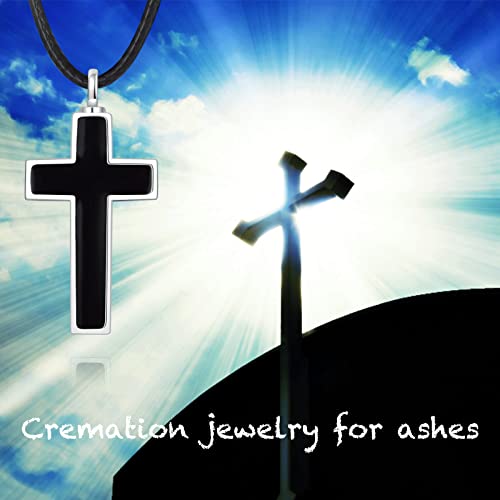 Cross Urn Necklace for ashes 925 Sterling Silver religious Cross Cremation Pendant Jewelry Faith Hope Love Gifts for Men - style: Angel Wings Cross Urn