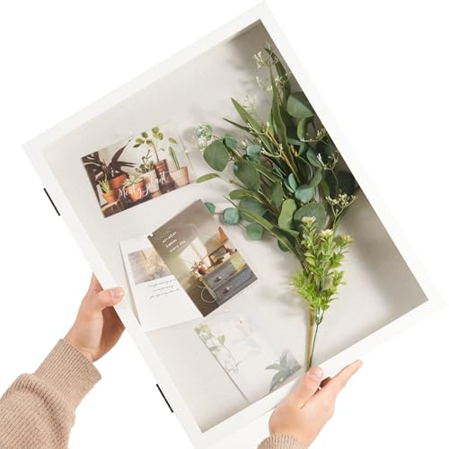 Muzilife 16x20 Shadow Box Wood Picture Frame, 2.16 Deep, Real Glass, White - color: White, size: 16x20