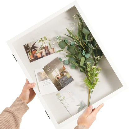 Muzilife 16x20 Shadow Box Wood Picture Frame, 2.16 Deep, Real Glass, White - color: White, size: 16x20