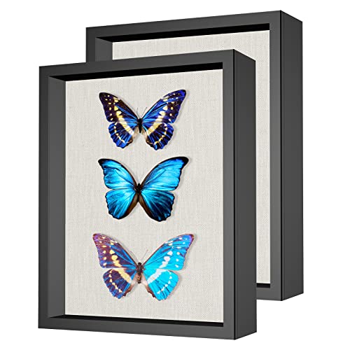 2 Packs 11x14 Shadow Box Frame with Linen Back - Sturdy Rustic Memory Display Case of Flower, Pictures, Medals and More, Black - color: Black, size: 11x14 2P