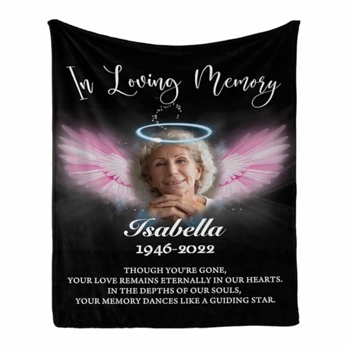LOSARON Personalized Memorial Blanket with Photos & Name,A Letter from Heanven Sympathy Blanket,Loss of Dad Mom Husband Wife Friend - color: 1 Photo-1